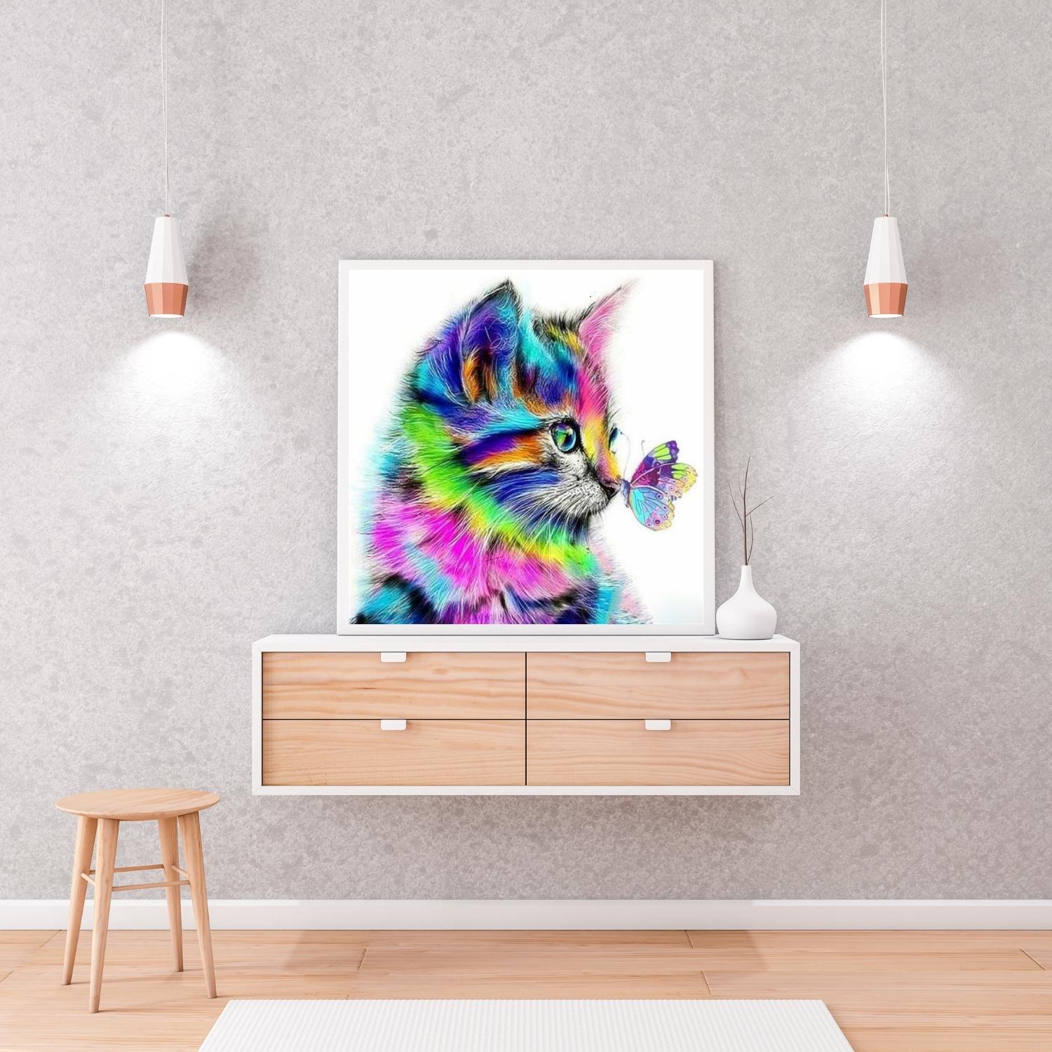 Broderie Diamant Petit Chat Coloré