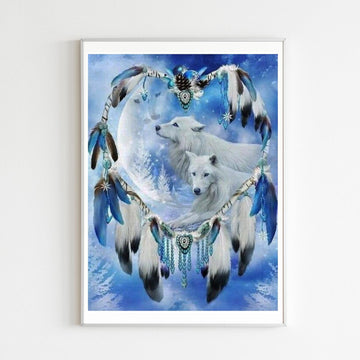 Diamond Painting Attrape Rêves Loups Blancs