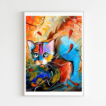 Diamond Painting Chat Abstrait
