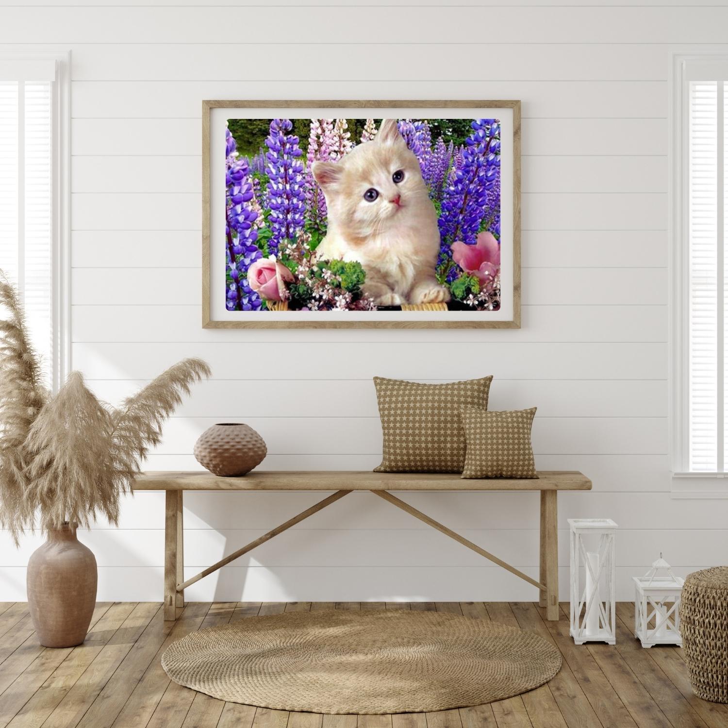 Broderie Diamant Chaton et Fleurs de Lavande