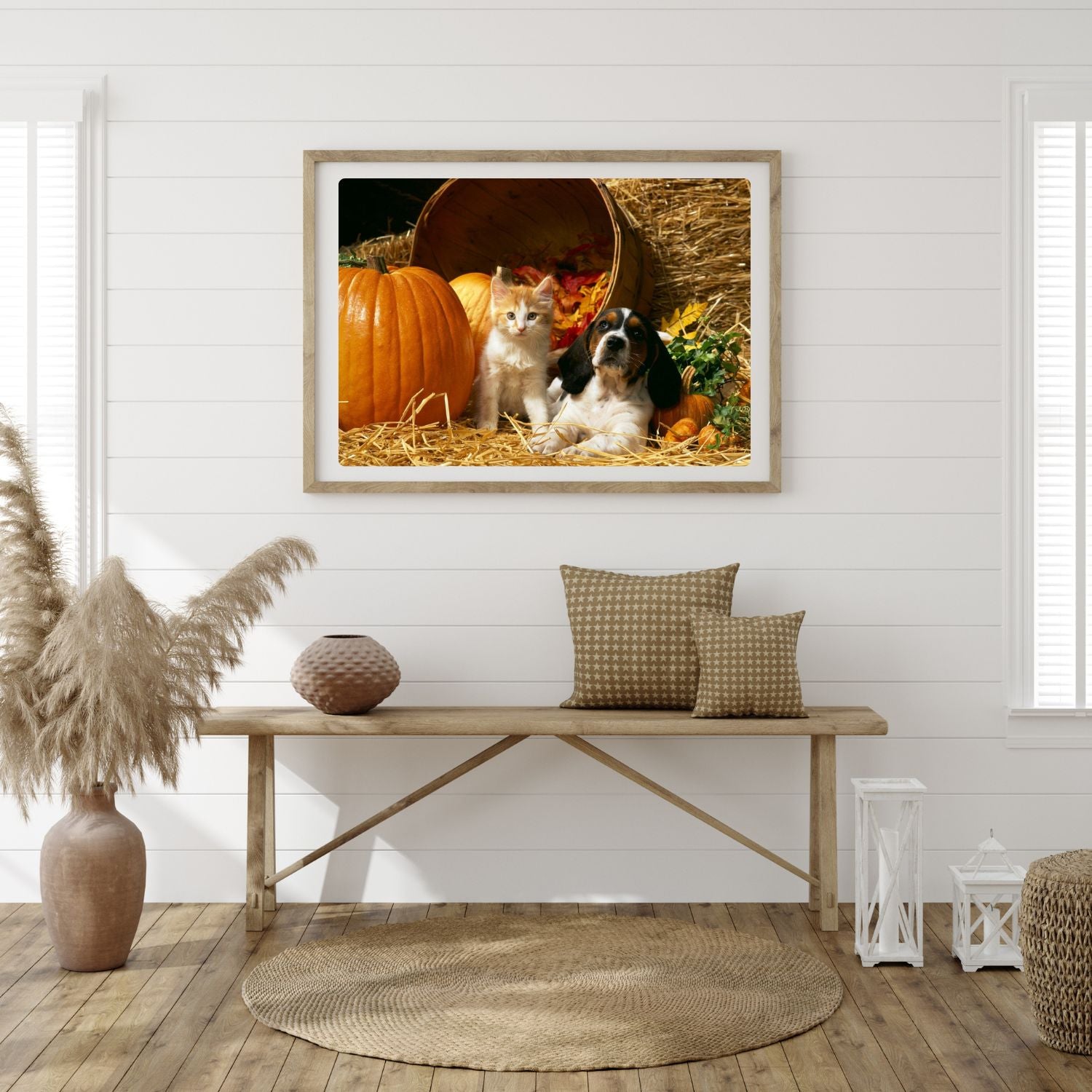 Broderie Diamant Chat et Chien Automne