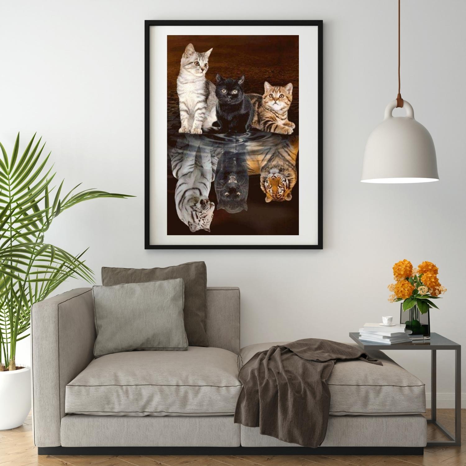 Broderie Diamant Chatons Reflets Félins