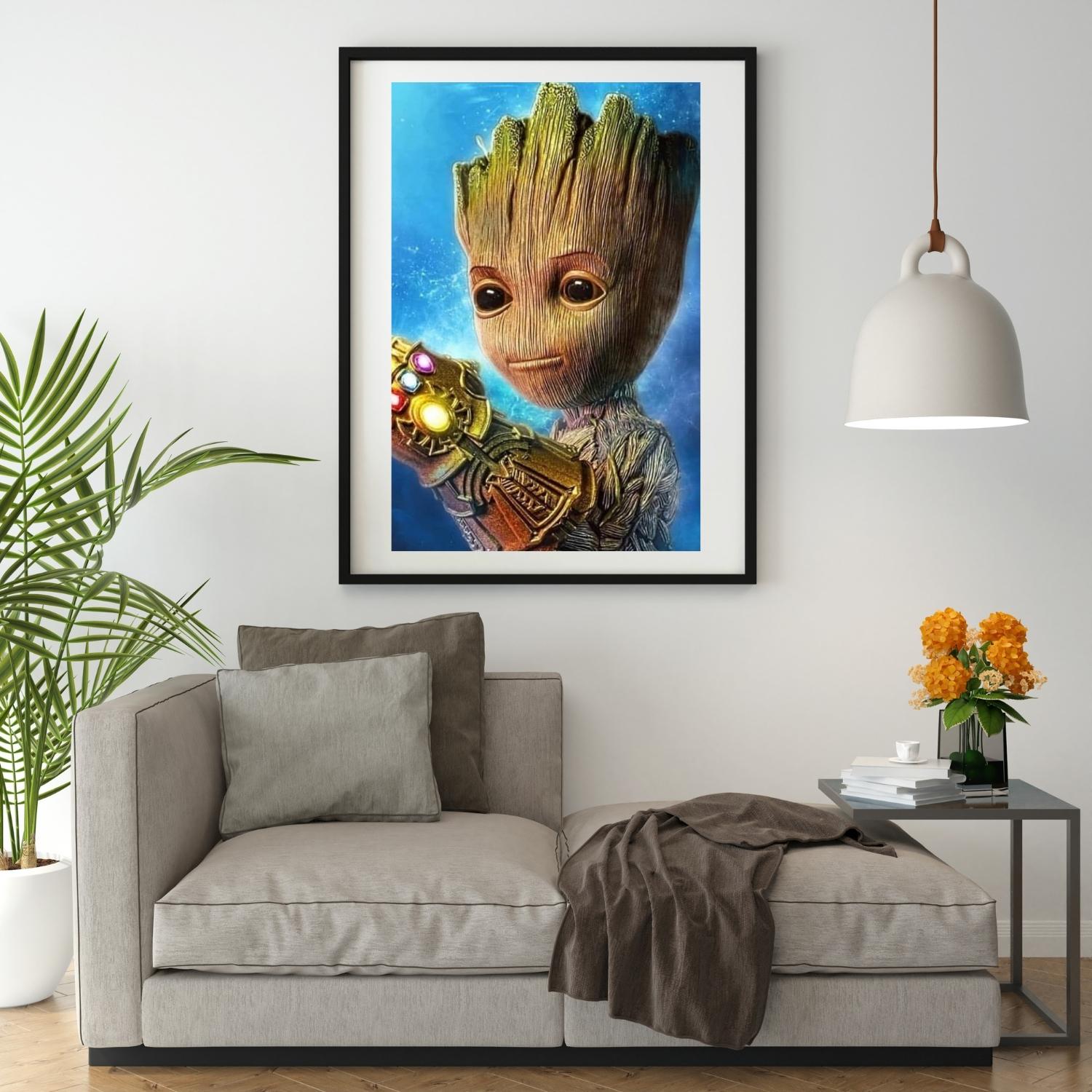 Broderie Diamant Groot avec gant de Thanos