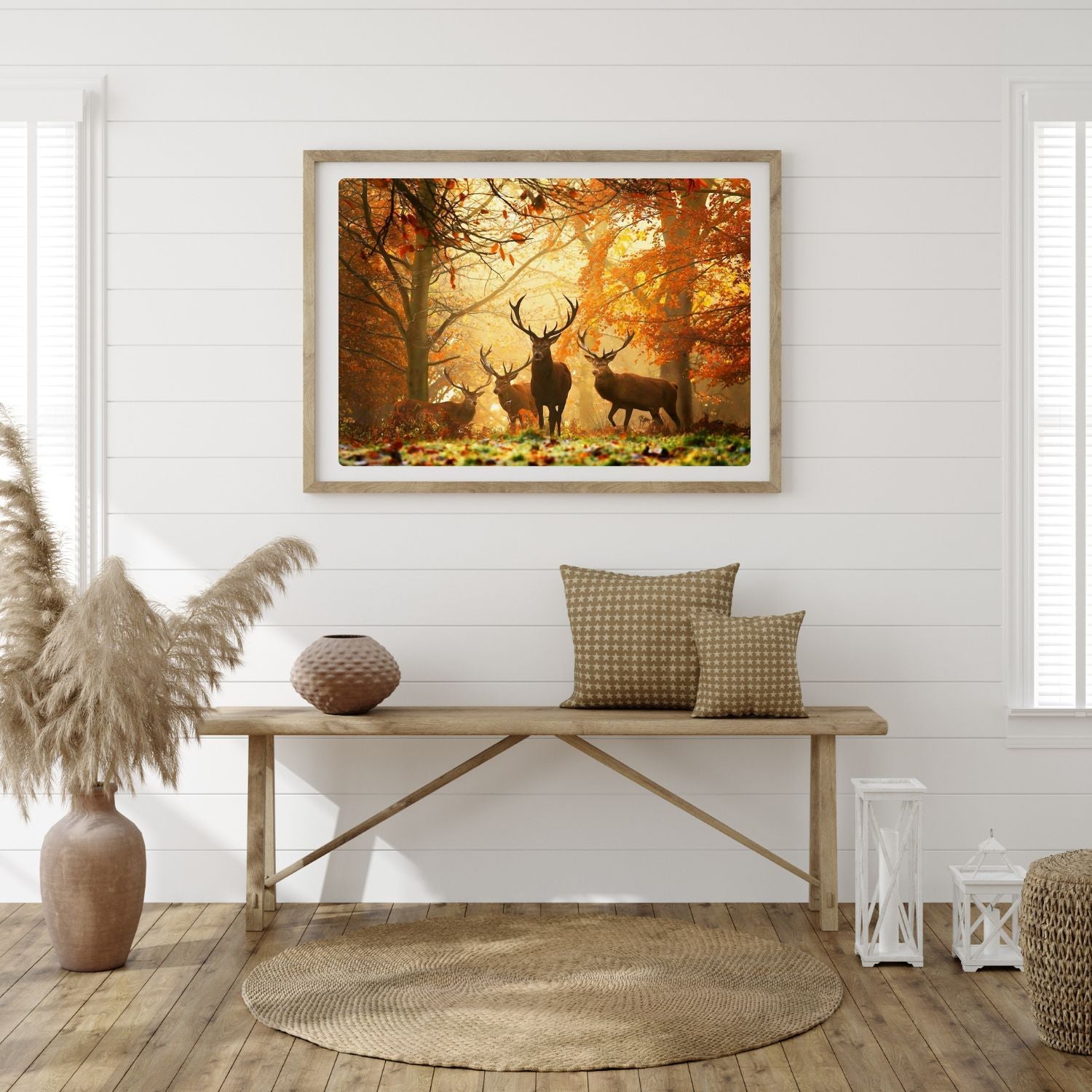 Broderie Diamant Cerfs Automne